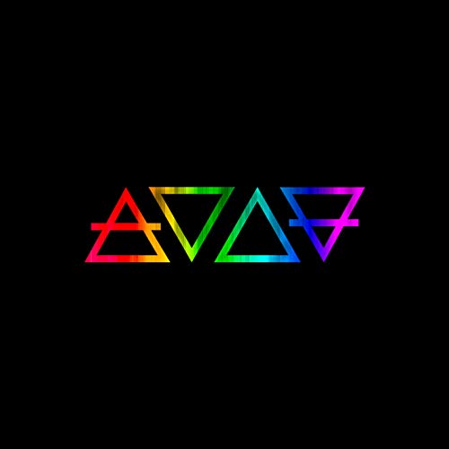 Black background with four colorful, overlapping triangular shapes forming "AVA7".