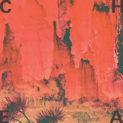 Red and pink abstract CD cover with large white letters spelling "CHEATAS".
