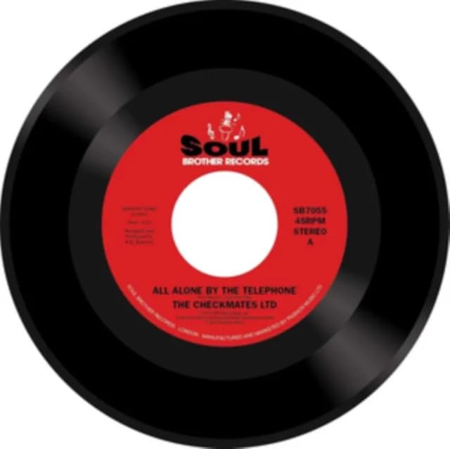 Black vinyl record with red and white “Soul Brother Records” label.