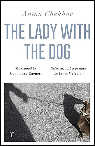 Book cover: “The Lady with the Dog” by Anton Chekhov, with a dog shadow.