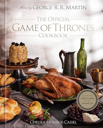 Game of Thrones cookbook cover with roasted fowl and dessert display.