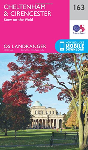 Ordnance Survey Landranger map 163, showing Cheltenham & Cirencester area.