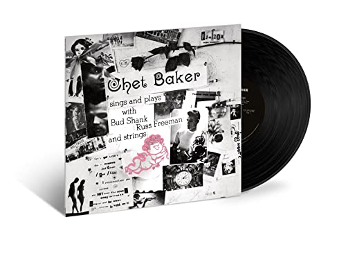 Chet Baker vinyl record with black cover collage and dark disc.