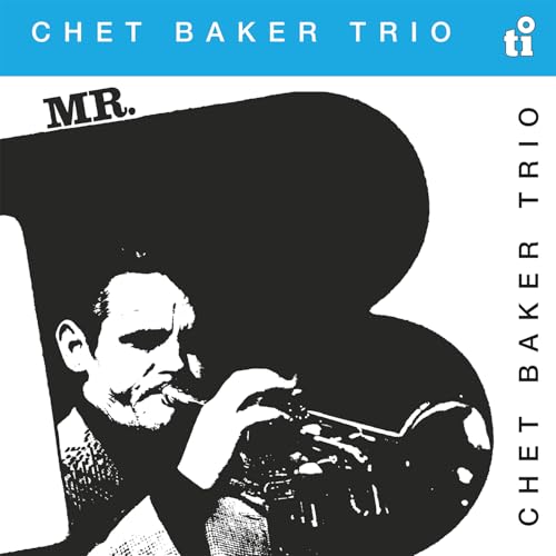 Chet Baker’s face and trumpet silhouetted in black and white album cover.