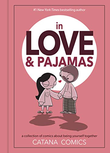 Book cover with cartoon couple holding hands in front of a pink circle.