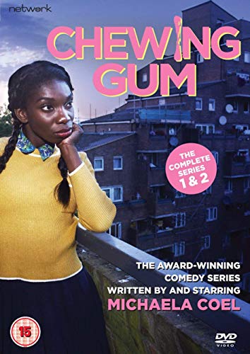 DVD cover for "Chewing Gum" featuring Michaela Coel, series 1 & 2.