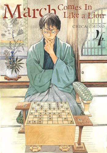 Manga cover: young man with a shogi board, contemplative pose.