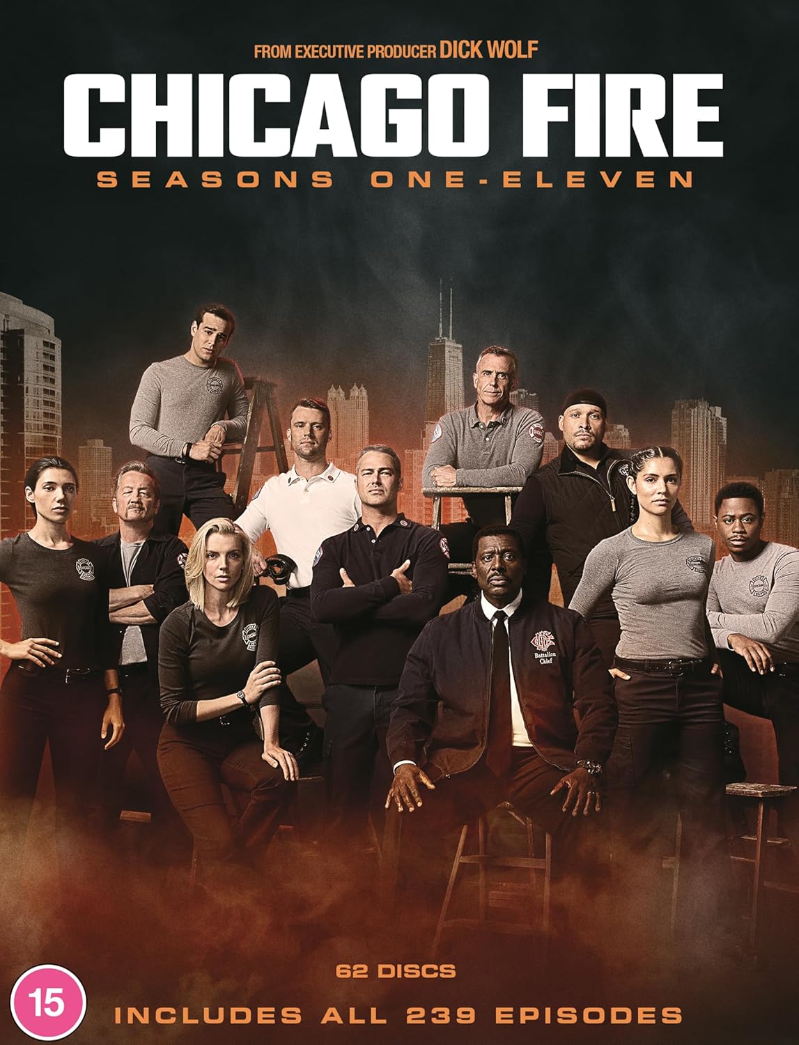 Chicago Fire Seasons 1-11 DVD cover featuring firefighters in uniform.