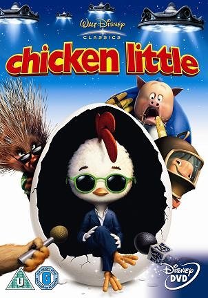DVD cover art for Disney's Chicken Little featuring the main character and supporting cast.