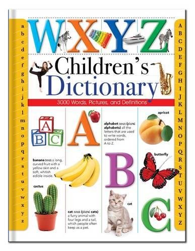 Childrenās dictionary cover with alphabet tabs, pictures, and definitions.