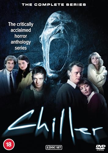 “Chiller” DVD cover featuring a screaming face and cast portraits.