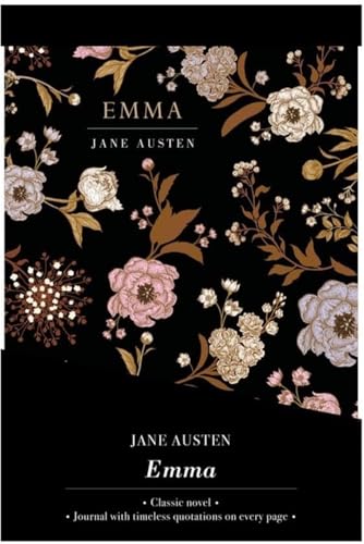 Floral decorated cover of "Emma" book and journal gift set.