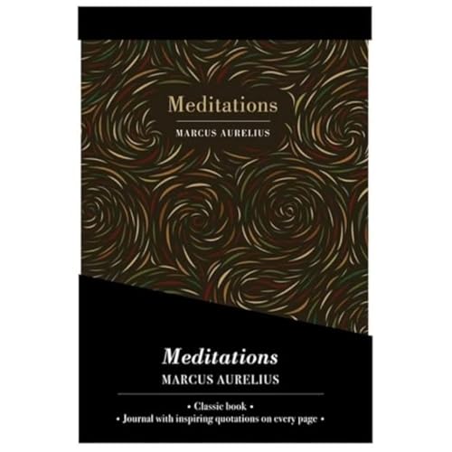 Book cover for "Meditations" by Marcus Aurelius, with swirling patterned design.