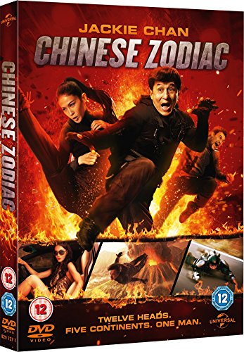 DVD cover for "Chinese Zodiac" featuring Jackie Chan and action scenes.