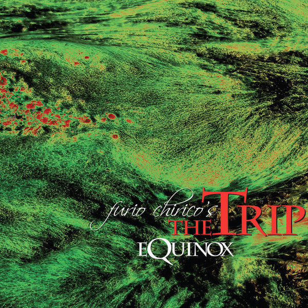 Album cover for "Equinox" by Furio Chirico, green and red abstract textures.