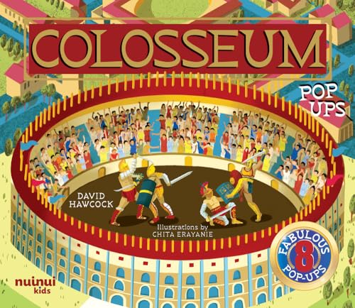 Cover of "Colosseum Pop-Ups" book, depicting gladiators and a crowd.