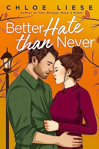 Book cover depicting a couple embracing beneath autumn branches.