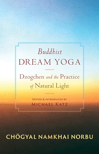 Book cover for “Buddhist Dream Yoga” with a blue and gold gradient.