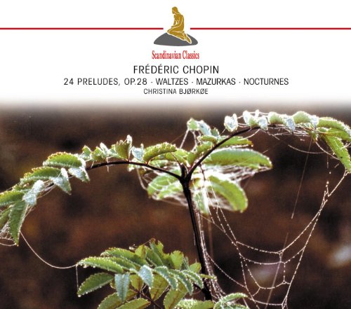 CD cover with a frosted branch and text listing Chopin’s works.