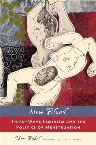 Book cover with line-drawn figures and text: "New Blood," feminism, menstruation.