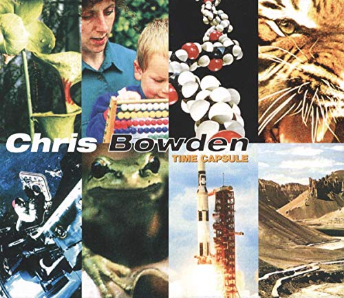 Album cover for Chris Bowdenās āTime Capsuleā with collage of diverse images.