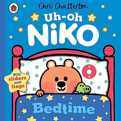 Book cover featuring a bear cub in bed with a small green dinosaur.