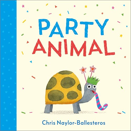 Book cover: a turtle with a party hat and streamer, title "Party Animal".