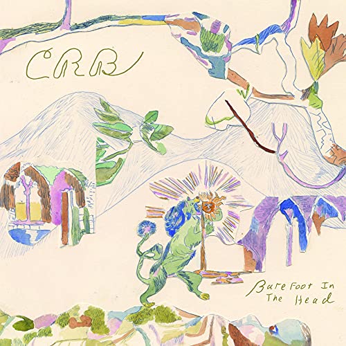 CD cover: whimsical painted landscape with a lion and mountains.