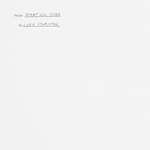 White background with handwritten text reading Title: STARTING OVER and By: CHRIS STAPLETON.