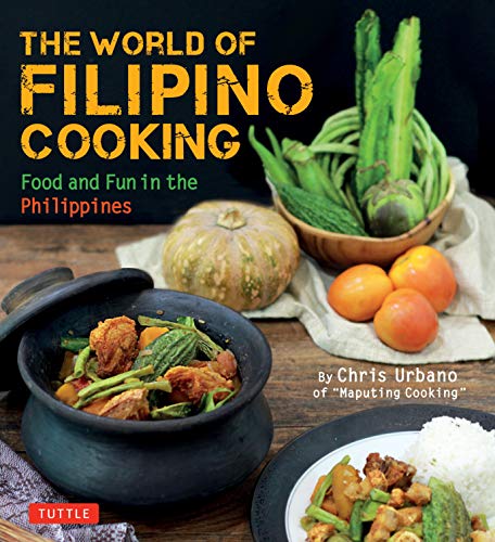 Cookbook cover featuring Filipino food, including squash, beans, and rice.