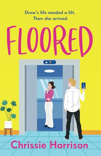 Book cover: illustration of a woman and man by an elevator.