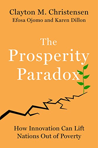 Book cover: "The Prosperity Paradox" with a growing plant illustration.