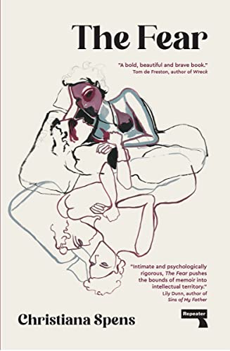 Book cover: "The Fear" by Christiana Spens, with abstract illustration of figures.