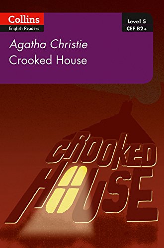Book cover for Agatha Christie’s “Crooked House” with a tilted house image.