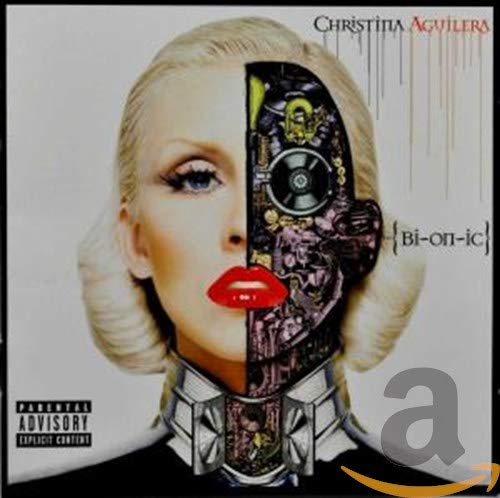 Christina Aguilera album cover, “Bionic,” featuring a half-human, half-robotic face.