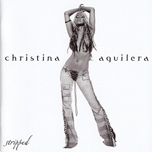 Black and white album cover featuring Christina Aguilera in jeans.