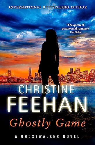 Book cover: Silhouette of woman facing city skyline under stormy sky.