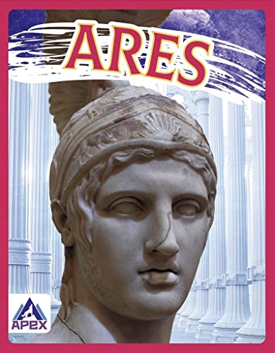 Close-up of a white marble bust with the title "Ares" above.