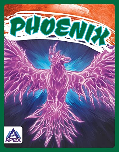Purple phoenix with outstretched wings against a blue and orange background.