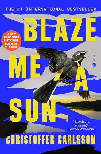 Book cover with a bird flying over a landscape, bold yellow text on blue background.