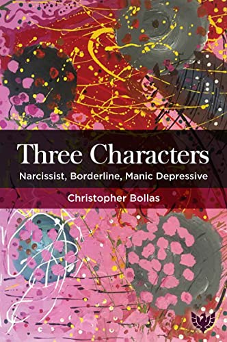 Book cover with abstract paint splatters and title "Three Characters".