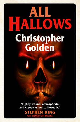 Book cover for "All Hallows" featuring a demonic face with glowing eyes.