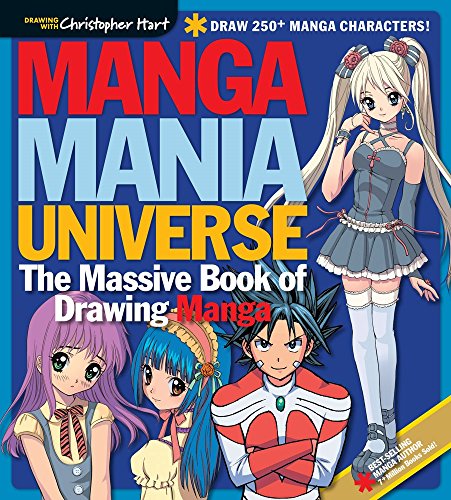Book cover: "Manga Mania Universe" with illustrated manga characters.