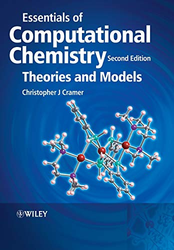 Book cover: “Essentials of Computational Chemistry,” blue background, molecular model.