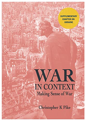 Book cover: "War in Context" with a blurred city and figure.
