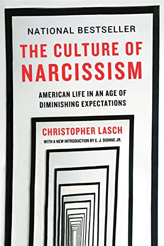 Book cover for The Culture of Narcissism by Christopher Lasch featuring a receding frame design.