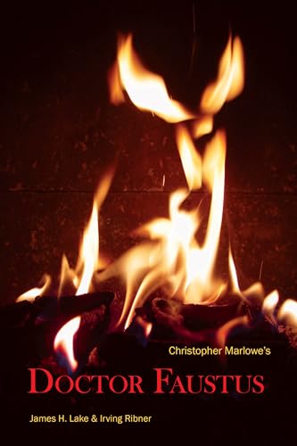 Book cover for “Doctor Faustus” with dramatic flames and red title text.