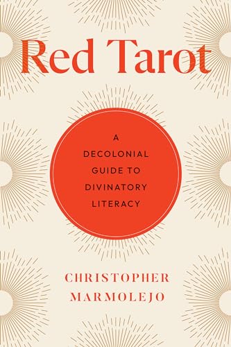 Book cover titled Red Tarot with a red circle and sunburst patterns on cream.