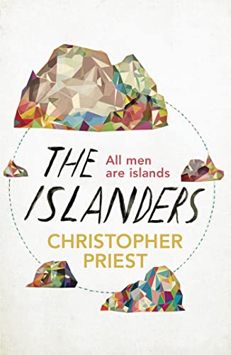 Book cover for “The Islanders” with colorful geometric mountain illustrations.