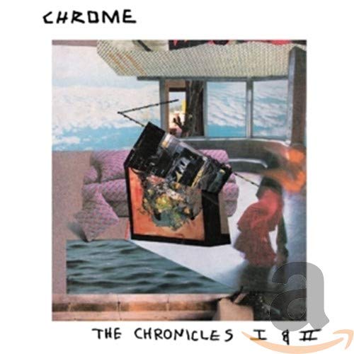 CD cover for Chrome’s “The Chronicles I & II” with abstract collage art.